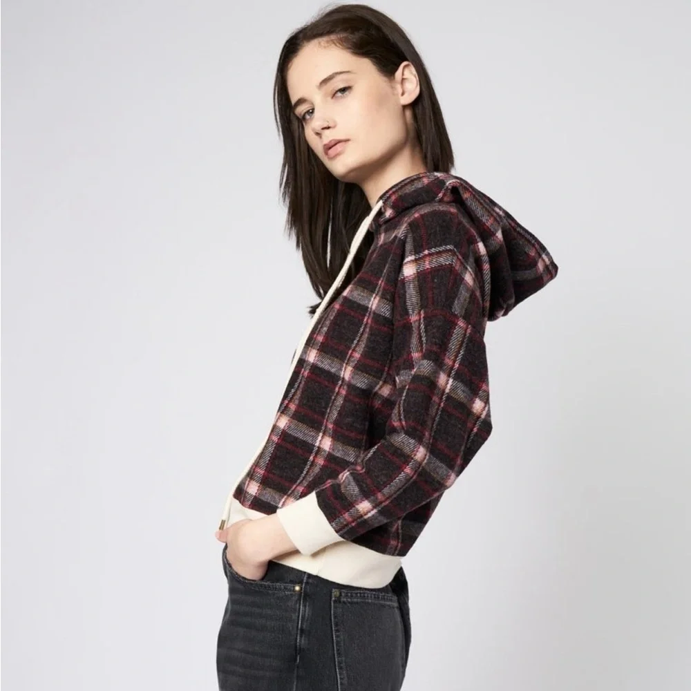 The Great. Teammate Hoodie Cedar House Plaid SZ M 2 Brown Red - Picture 3 of 11
